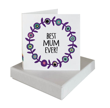 Best mum ever - black enamel circle studs Coral and Mint